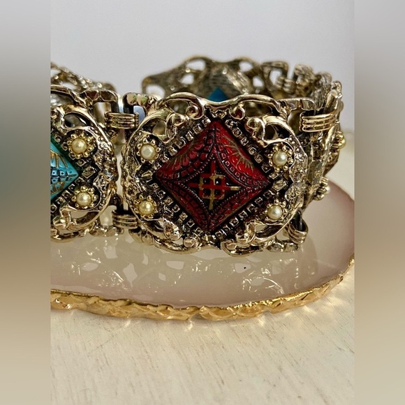 Women’s vintage chunky colourful Moroccan Matrix Bracelet - Picture 6 of 9